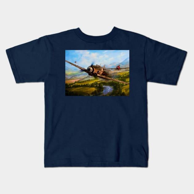 Bf109 Down Kids T-Shirt by Aircraft.Lover